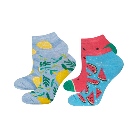 Set mit 2x Kurze Damensocken | Wassermelone + Zitrone | SOXO