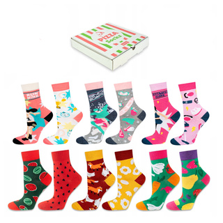 6 Paar von lustigen Socken mit Pizzamotiv einzigartiger Verpackung| Damensocken | SOXO