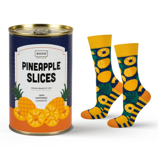 Socken mit Ananas-Motiv in Dose