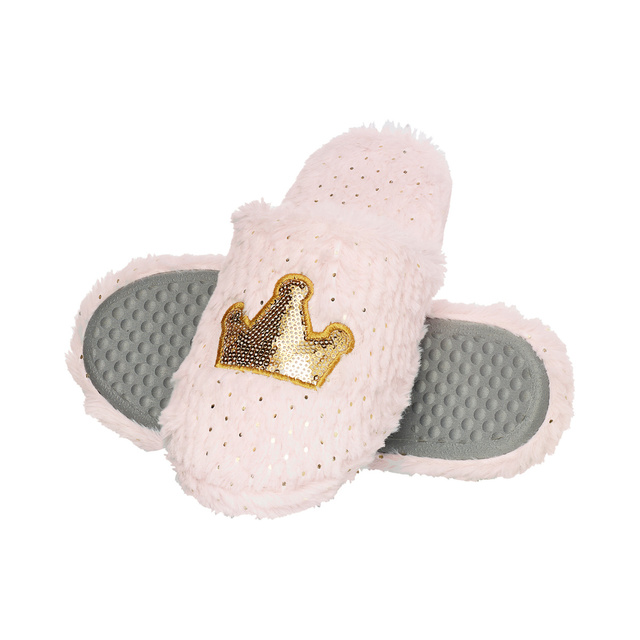 Rosa Damen Hausschuhe SOXO mit einer Krone und harte Sohle TPR