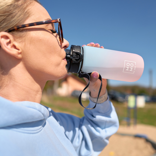 Tritan-Wasserflasche Blau-Rosa