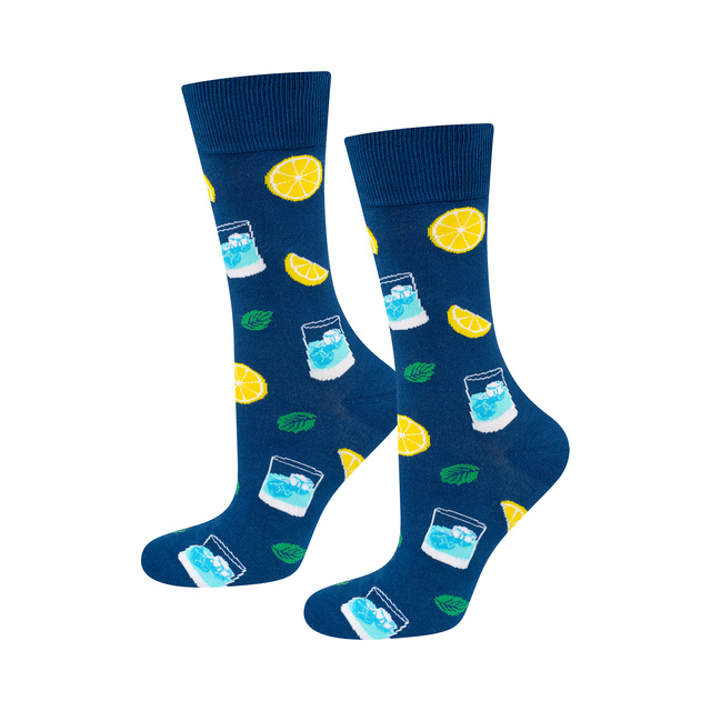 1 Paar von lustigen Socken mit Ginmotiv in einzigartiger Verpackung | Herrensocken | SOXO