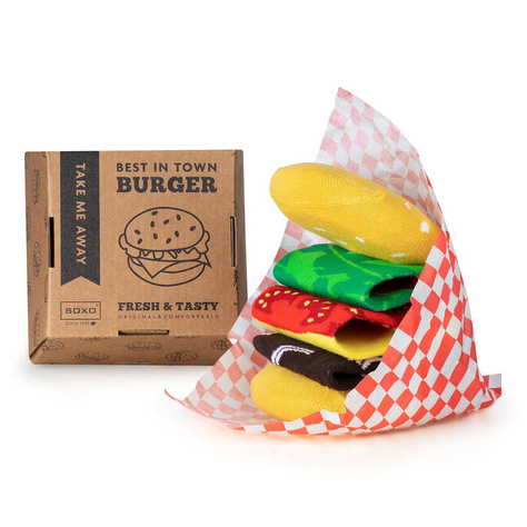 Bunte Set 2x Herrensocken SOXO Hamburger und Bier