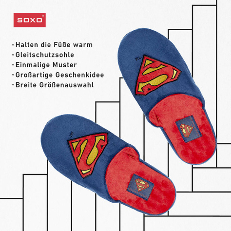 Superman Hausschuhe und Socken für Herren Geschenkideen für Herren SOXO Authentisches Produkt lizenziert von Warner Bros DC Comics