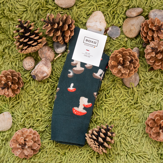 1 Paar von lustige Socken mit Pilzemotiv | Herrensocken | SOXO
