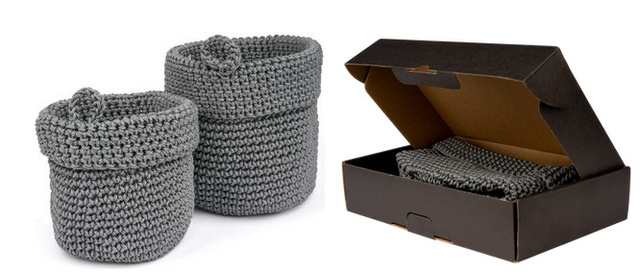 Set aus 2x Momo Way Badezimmerkorb grau 14cm und 17cm