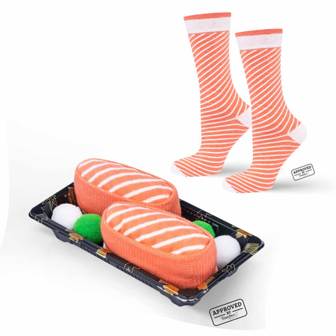 1 Paar von lustigen Socken mit Sushimotiv in einzigartiger Verpackung | Damen-/Herrensocken | SOXO