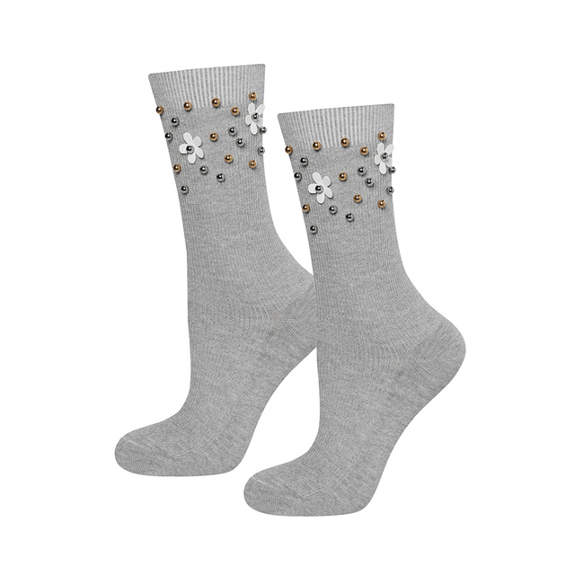 Klassische Damen Socken SOXO mit Perlen Baumwollen Geschenk