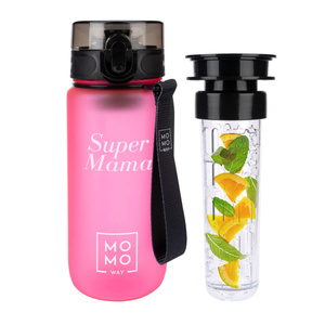 Wasserflasche mit Fruchteinsatz, rosa | BPA free | Tritan | MOMOWAY