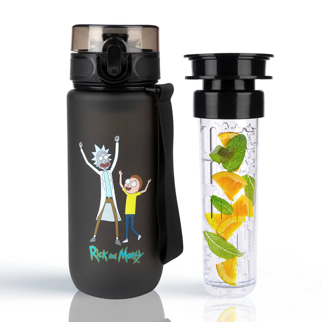 Wasserflasche 600 ml schwarz | langlebig und praktisch | Rick and Morty