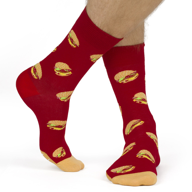 Set aus Steaksocken und Hamburgersocken in einer Box