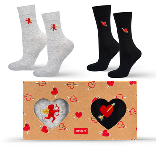 2 Paar von lustigen Socken für Valentinstag im einzigartiger Verpackung | Damen-/Herrensocken | SOXO