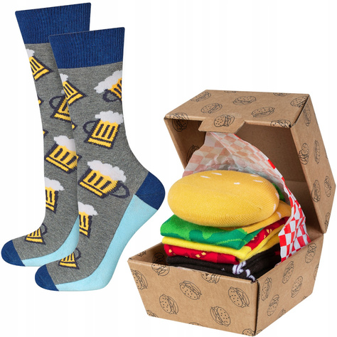 Bunte Set 2x Herrensocken SOXO Hamburger und Bier