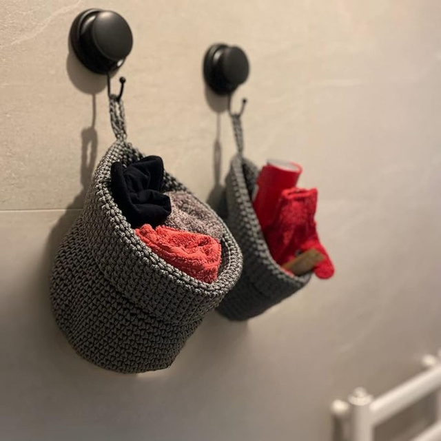 Set aus 2x Momo Way Badezimmerkorb grau 14cm und 17cm