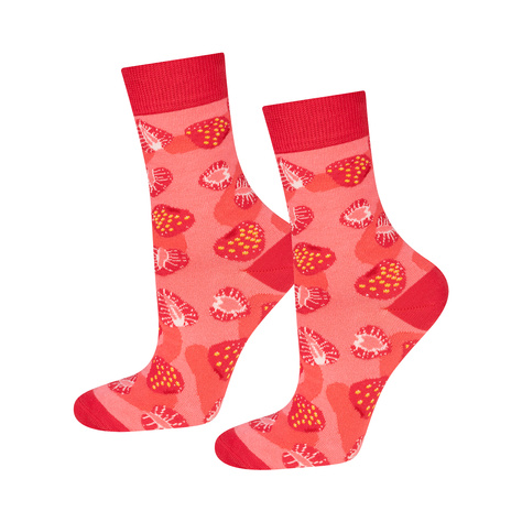 1 Paar von lustigen Socken mit Strawberry jammotiv im einem Glas | Damensocken | SOXO