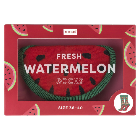 Set mit 2x Damensocken | Wassermelone + Erdbeermarmelade in einzigartiger Verpackung | SOXO