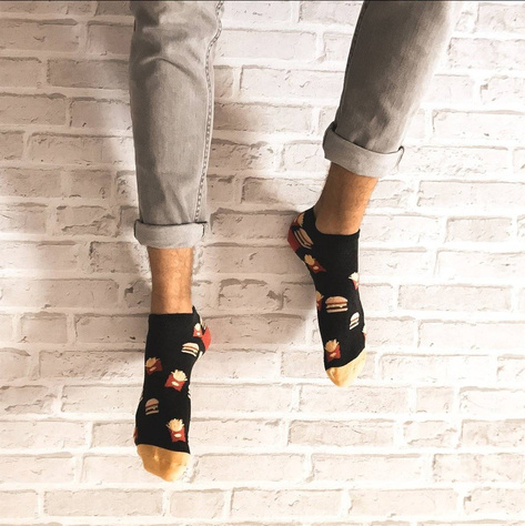 Set mit 2x lustigen Kurze Herrensocken Hamburger + Pizza  | SOXO 