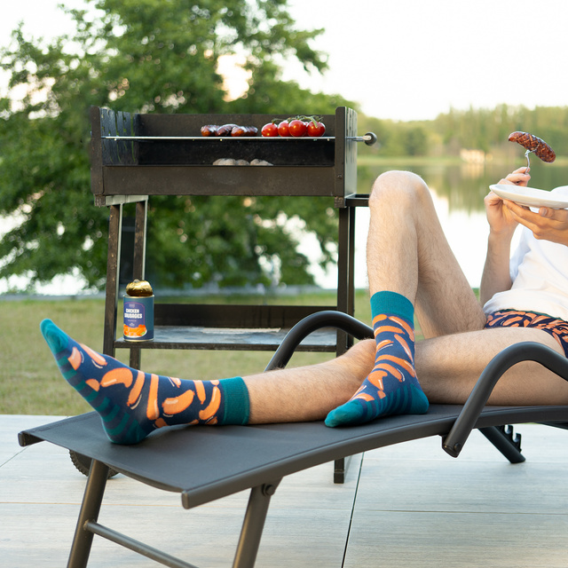 1 Paar von lustigen Socken mit Wurst im einem Glas | Damen-/Herrensocken | SOXO