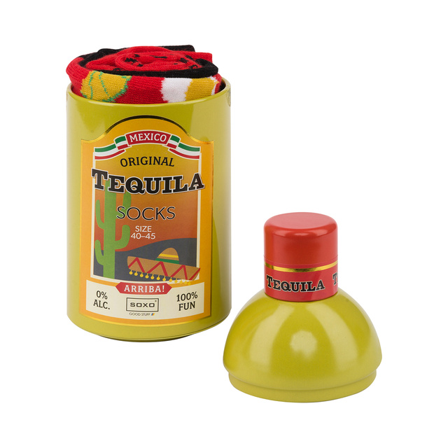 1 Paar von lustigen Socken mit Tequilamotiv in einzigartiger Verpackung | Herrensocken | SOXO