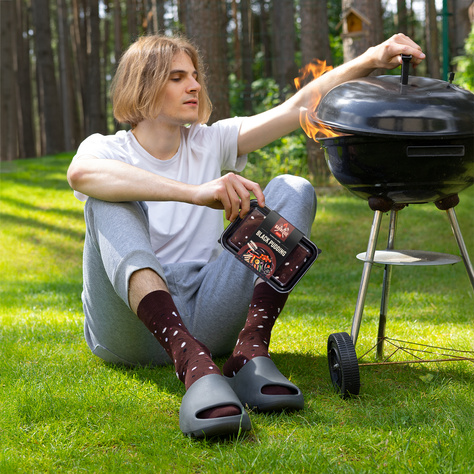 1 Paar von lustigen Socken mit Black Pudding motiv in einzigartiger Verpackung | Herrensocken | SOXO