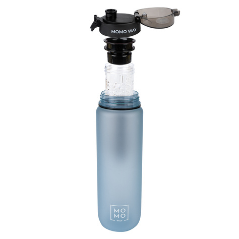 MOMO WAY Wasserflasche 0.6L grau | Geschenkidee | BPA free | Tritan