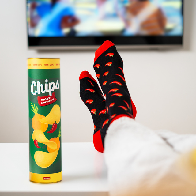  Socken mit Chips-Motiv 3er-Pack