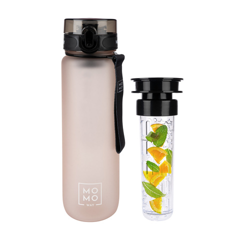 Wasserflasche mit Fruchteinsatz, pulver rosa, für Kinder und Erwachsene | BPA free | Tritan | MOMOWAY