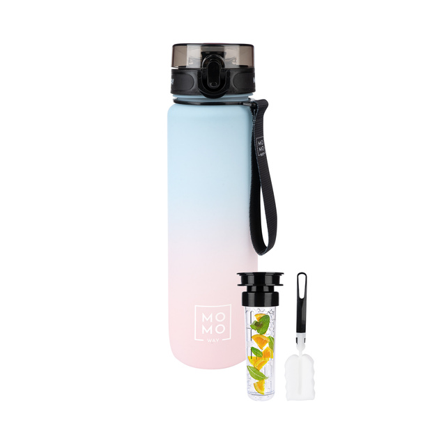 MOMO WAY Wasserflasche blau und rosa | ideal für Reisen | BPA free | Tritan | MOMOWAY