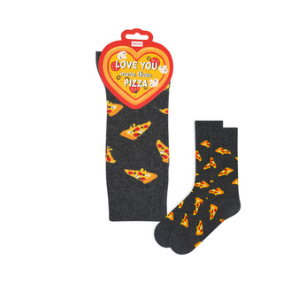 Socken mit Love You More Than Pizza-Motiv