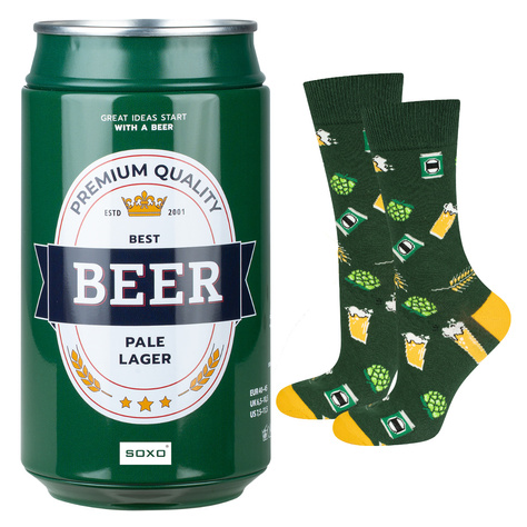 1 Paare von lustigen Socken mit Pale Lager Biermotiv in einzigartiger Verpackung | Herrensocken | SOXO