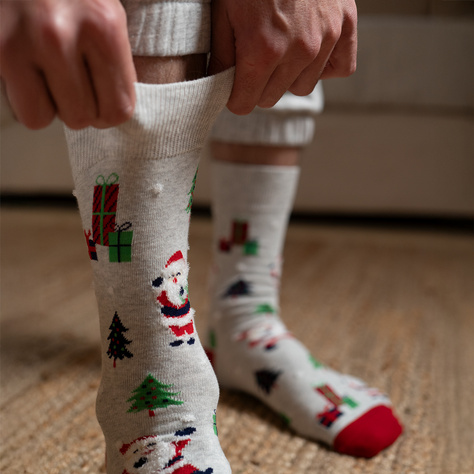 1 Paar von lustigen Socken mit Weihnachtenmotiv in einzigartiger Verpackung | Damen-/Herrensocken | SOXO