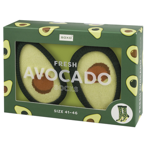 Set mit 2x  Damen-/Herrensocken | Ananas + Avocado in einzigartiger Verpackung | SOXO