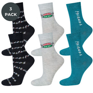 3 Paare von lustigen Socken mit Serie Friendsmotiv | Damensocken | SOXO