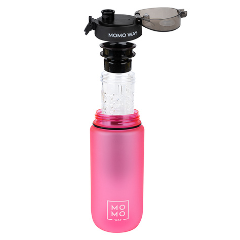 MOMO WAY Wasserflasche 0.6L grau | Geschenkidee | BPA free | Tritan