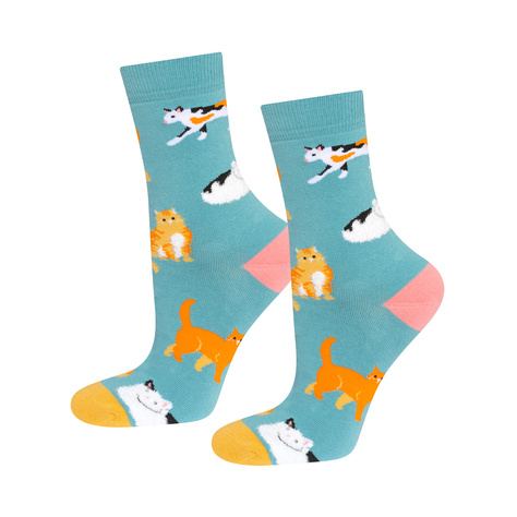 3 Paar von lustigen Socken mit Katzenmotiv in einzigartiger Verpackung | Damensocken | SOXO