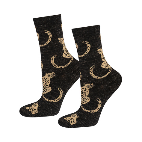 3 Paar von lustige Socken mit Leopard Motiv in einzigartiger Verpackung | Damensocken | SOXO