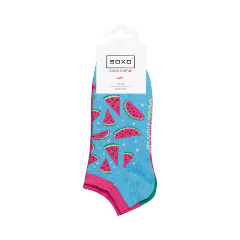 SOXO bunte Damen kurze Socken | rosa und blau