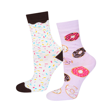 1 Paare von lustigen Socken mit Donutmotiv in einzigartiger Verpackung | Damensocken | SOXO