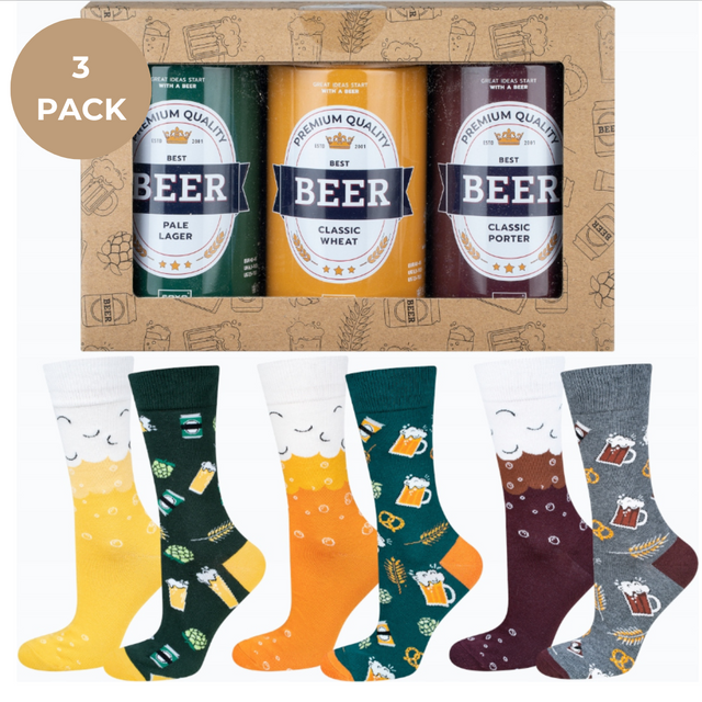 Socken mit Bier-Motiv in Dose 3er-Pack
