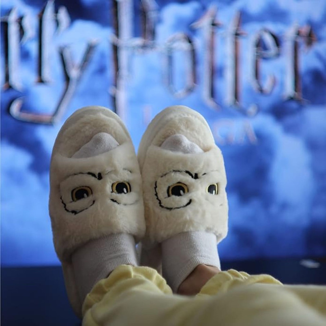 Damen-Hausschuhe mit Harry Potter Eulen-Motiv