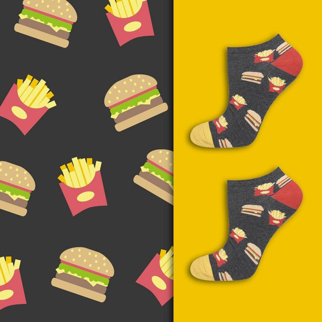 Set mit 3x bunten Kurze Herrensocken Fastfoodmotiv | SOXO