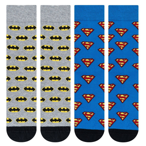 Set mit 2x lustigen Herrensocken Batman + Superman DC COMICS  | SOXO 