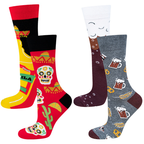 Set mit 2x bunten Herrensocken Bier + Tequila | SOXO