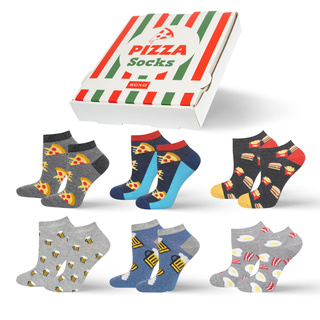 Kurze Socken mit Pizza-Motiv 6er-Pack