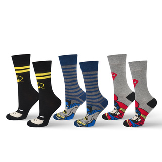 Set mit 3x lustigen Herrensocken Batman + Superman DC COMICS | SOXO