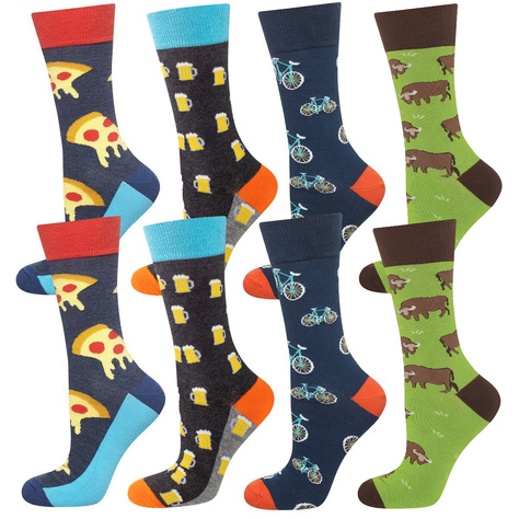 Bunte Set 4x Herrensocken SOXO GOOD STUFF Geschenk Pizza