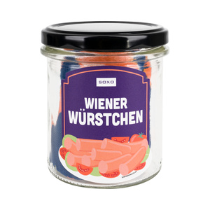 1 Paar von lustigen Socken mit Wurst in einem Glas | Damen-/Herrensocken | SOXO