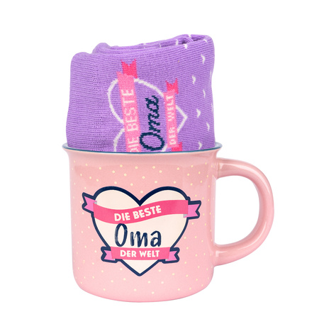 1 Paar von lustigen Socken für Oma in a mug Verpackung | Damensocken | SOXO