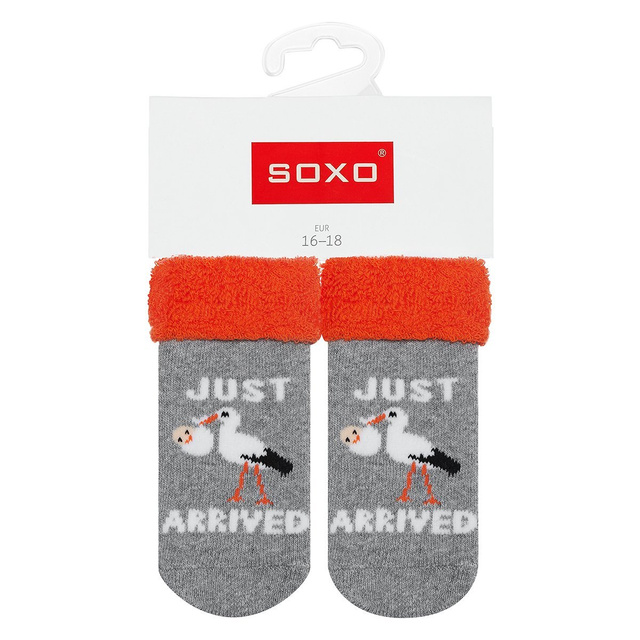 1 Paare von lustige Socken mit Untertiteln und Storch | Babysocken | SOXO