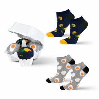 2 Paar von lustigen Socken mit Eggsmotiv in einzigartiger Verpackung | Herrensocken | SOXO